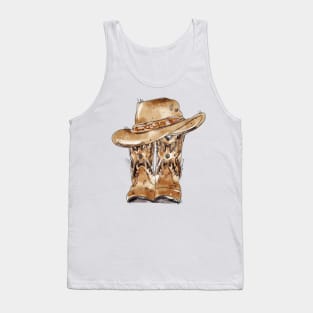 Cowboy hat with boots Tank Top